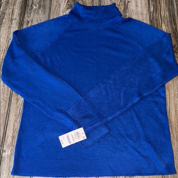 Karen Scott Sweater royal blue large NEW turtleneck soft pullover - Picture 1 of 4